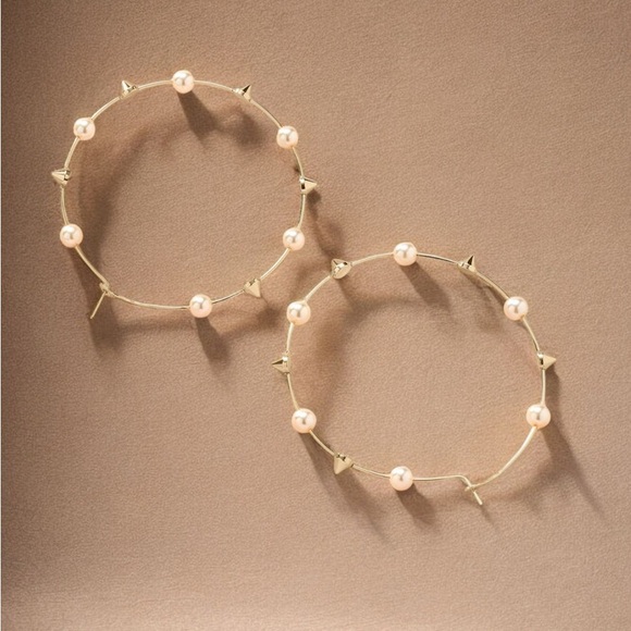 Stella & Dot Jewelry - Stella & Dot Madison Pearl and Stud Statement Hoops NIB